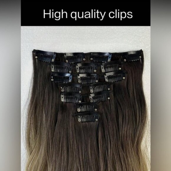24 In Ombre Hair Style Clip in Hair Extensions Brown to Light Blonde wat - Picture 2 of 10